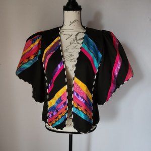 Vintage Marie Made in USA Southwest Bolero Jacket Short Sleeve Colorful Stripe
